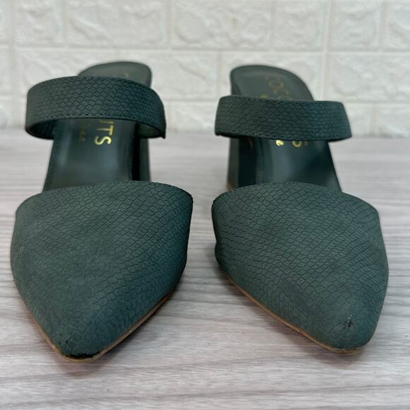 Coconuts by Matisse Sandals 6M Riley Pointed Toe Block Heel Slip-on Mules Green - Picture 3 of 8